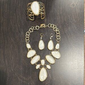 St. Thomas Elegant Gold and White Jewelry Set